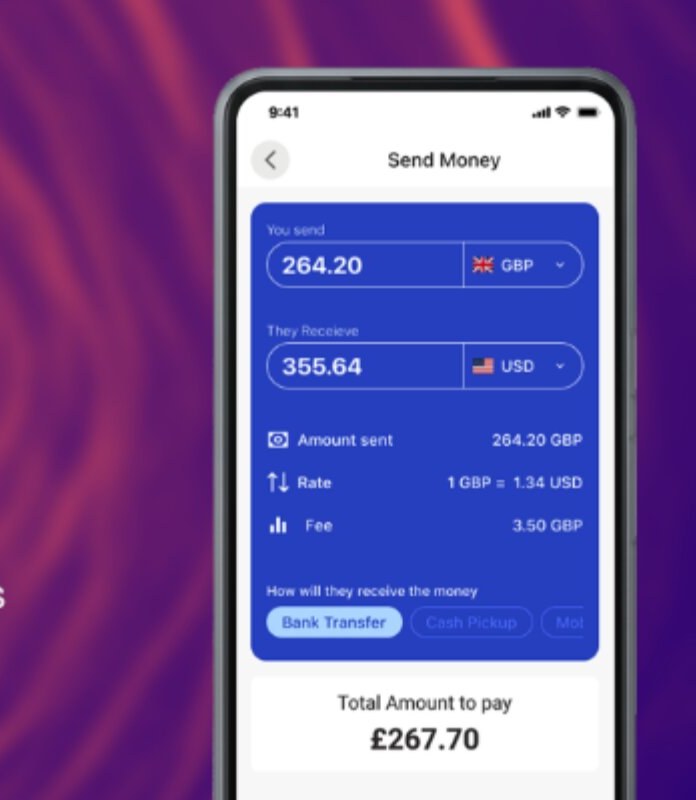 Send money on Rhemito — amounts and bank transfer
